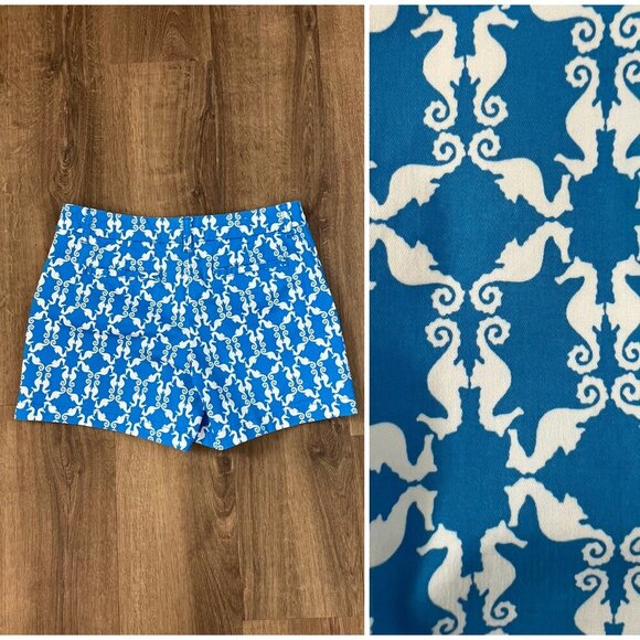 Crown & Ivy Caroline Blue Seahorse Shorts Sz 8 - Picture 1 of 11